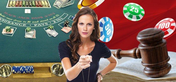 Frau im Casino mit Blackjack